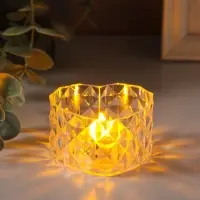 Светодиодная свеча LED "Свеча в сердце" от батареек 3хLR1130, прозрачный 6,7х6,5х3,8 см