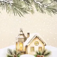 Пакет подарочный новогодний ламинированный, &laquo;Новогодний дом&raquo; , 18&times;10&times;22.3 см