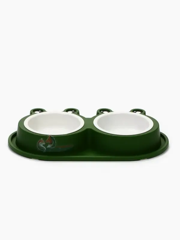 Миска двойная фигурная 29,5 х 14 х 4 см, зелёная