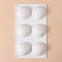 Форма для выпечки KONFINETTA &laquo;Фигуры. Полусфера&raquo;, силикон, 27,8&times;16,3&times;3,4 см, 6 ячеек (d=6,7 см), цвет белый