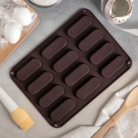 Форма для выпечки Доляна &laquo;Сладости.Эклер&raquo;, силикон, 28&times;21&times;1 см, 12 ячеек (7,6&times;2,7&times;1 см), цвет МИКС