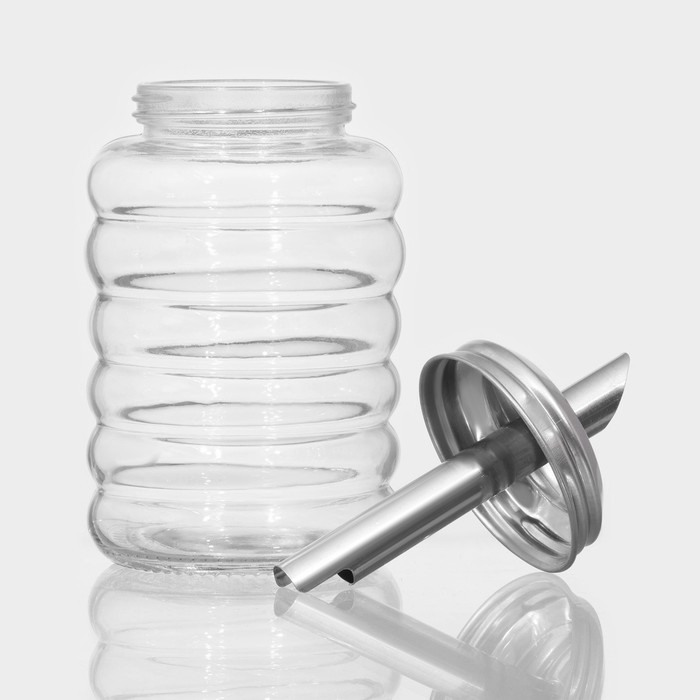 Сахарница стеклянная с дозатором Доляна &laquo;Волны&raquo;, 280 мл, 7&times;13,5 см