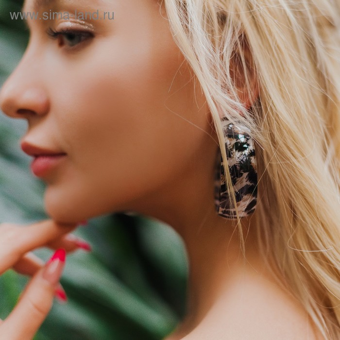 Серьги-кольца &laquo;Танзания&raquo; тёмный леопард, d=5,5, цветные