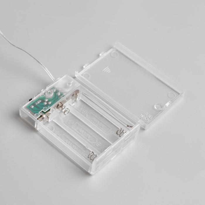 Гирлянда &laquo;Мишура&raquo; 5 м роса, IP20, серебристая нить, 100 LED, 2 режима, батарейки AAх3 (нет в комплекте), свечение белое