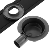 Трап ZEIN engr, c флaнцeм свободного вращ 360&deg;, 7*100 см, d=40/50 мм, нерж сталь, черный