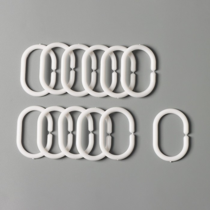 Кольца для штор Доляна, в ванную, пластик, 12 шт, 5,7&times;3,8 см, цвет белый