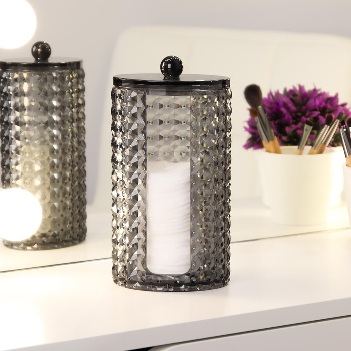 Органайзер для хранения ватных дисков &laquo;Black Secret&raquo;, с крышкой, 18 &times; 10 &times; 7,5 см, цвет чёрный