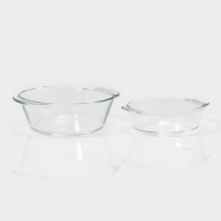 Набор кастрюль из жаропрочного стекла для запекания Доляна &laquo;Гратен&raquo;, 2 предмета: 700/1500 мл, d=14,5/11 см, с крышками, толщина 4 мм