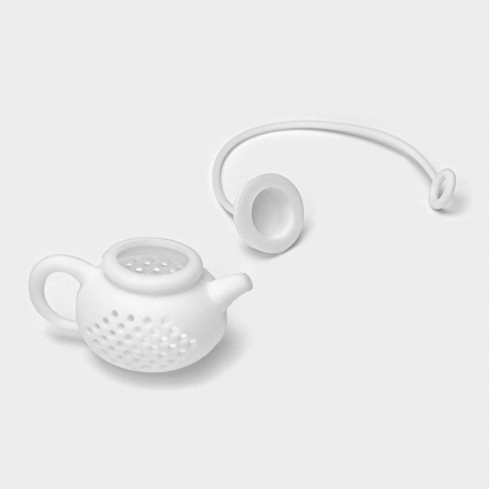 Ситечко для чая Доляна &laquo;Чайник&raquo;, 5,5 см, цвет белый