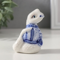 Сувенир керамика "Змейка с сокровищами" бело-синяя набор 3 шт 4,5х4,8х7 см