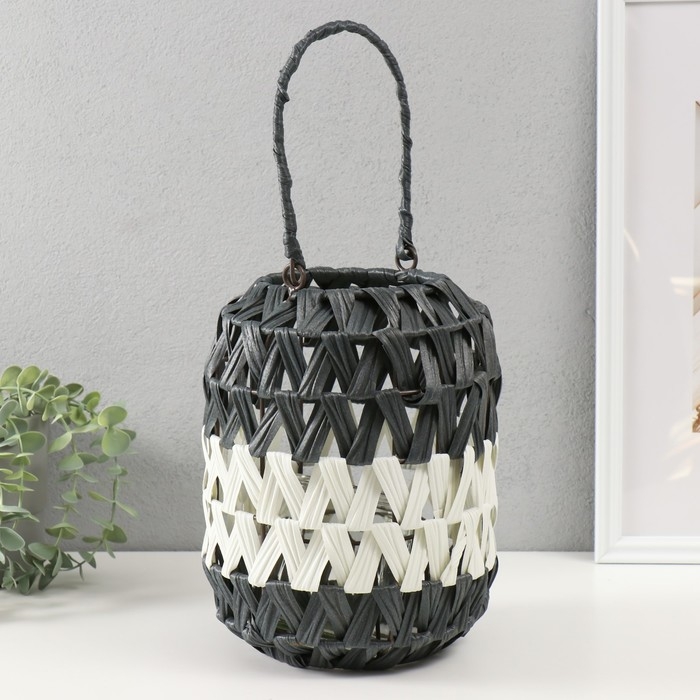 Подсвечник пластик на 1 свечу "Зигзаг" чёрно-белый 11х20х27 см