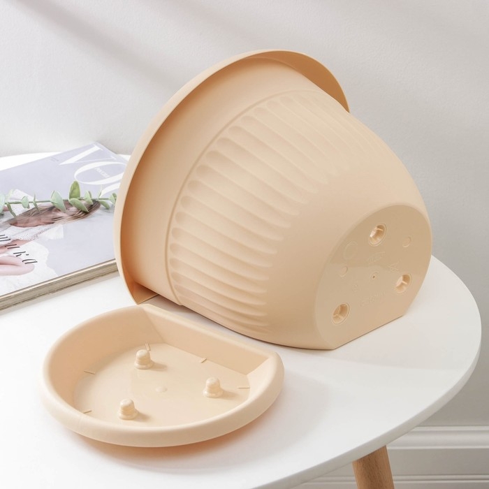 Горшок с поддоном настенный &laquo;Ливия&raquo;, 4,6 л, цвет белая глина