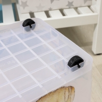 Контейнер для хранения &laquo;Мишка и котёнок&raquo;, 35 л, 50,5&times;31,5&times;28 см, на колёсиках, прозрачный