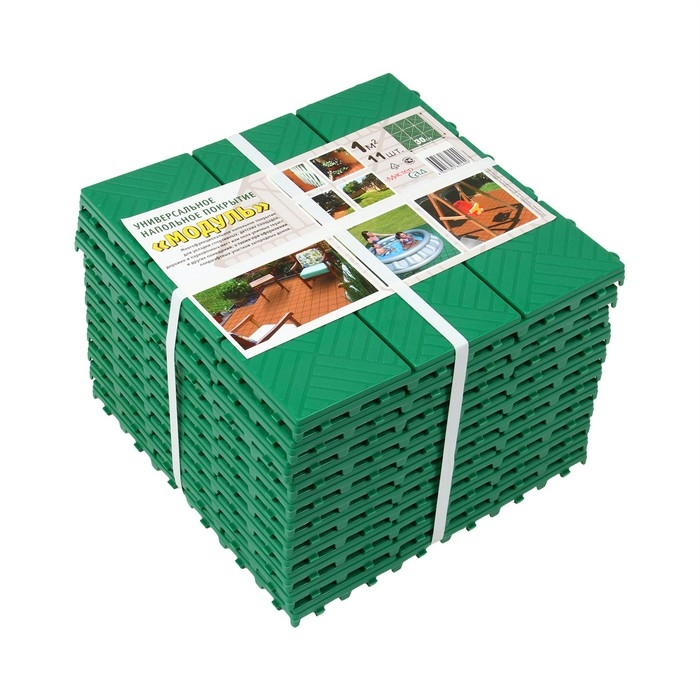 Модульное покрытие, 30 &times; 30 см, пластик, зелёное, 1 шт.