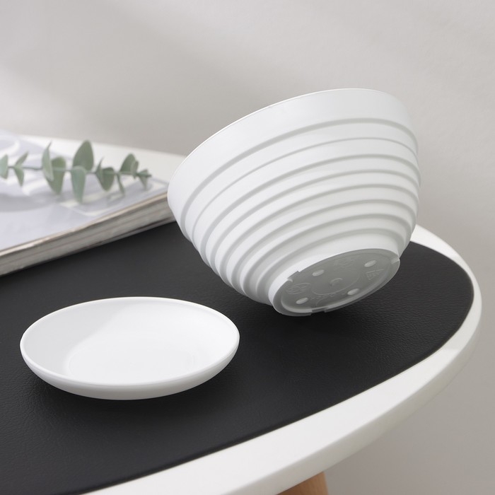 Горшок для цветов с поддоном &laquo;Алиса&raquo;, 0,5 л, цвет белый