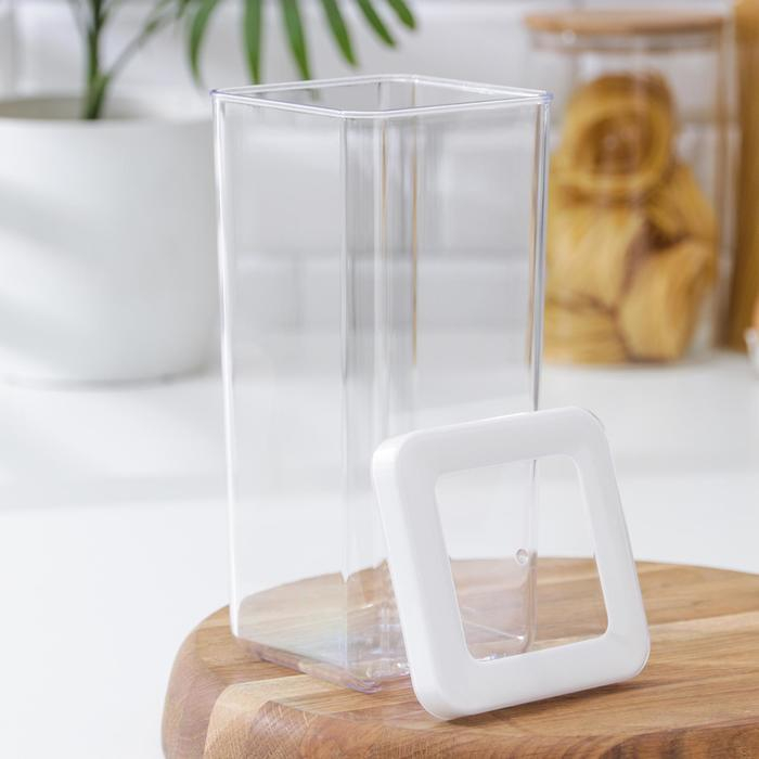 Контейнер для сыпучих продуктов &laquo;Степ&raquo;, 1,4 л, 10&times;10&times;21 см, цвет белый