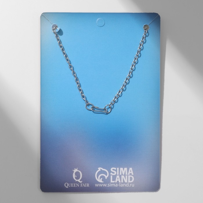 Кулон &laquo;Мишка&raquo; с сердечком, цвет бело-синий в серебре, 40 см