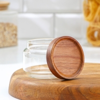 Банка стеклянная для сыпучих продуктов с деревянной крышкой Magistro Village, 260 мл, 9&times;7 см