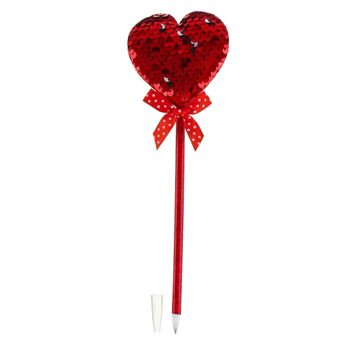 Ручка &laquo;Сердечки&raquo;, с пайетками, синие чернила, МИКС