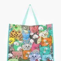 Сумка хоз Котики, 45*20*37, отдел без молнии, зеленый