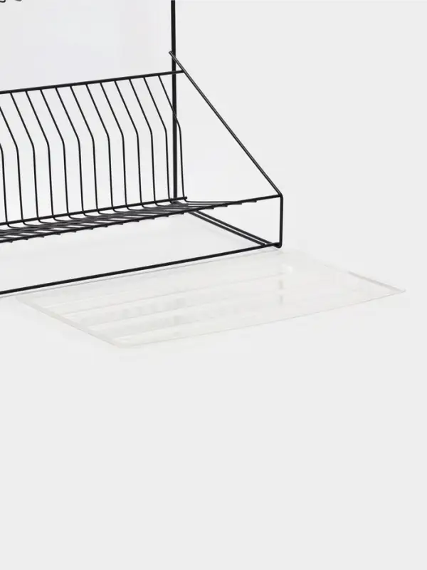 Посудосушитель настольный с поддоном, 38,5*38,5*24 см, цвет черный