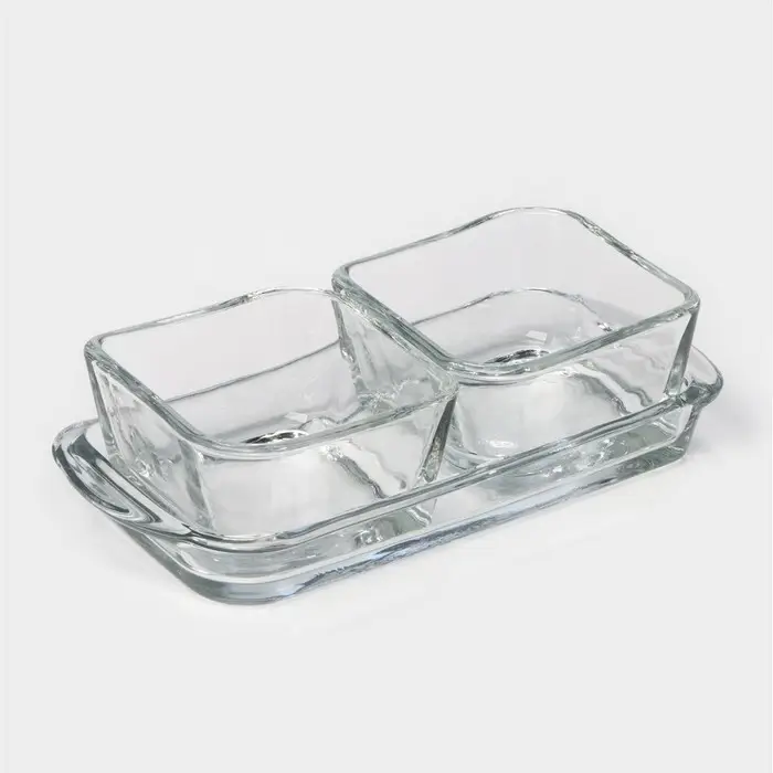 Менажница стеклянная составная BAROQUE, 15&times;7,5 см, 2+1