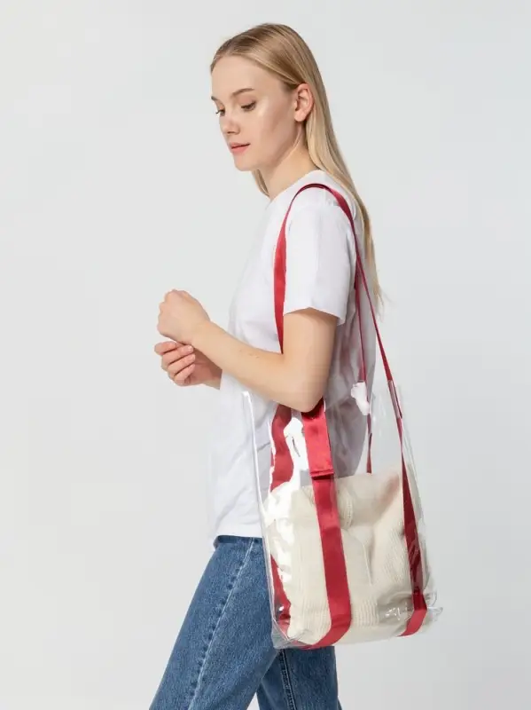 Шопер Clear Fest, прозрачный с красными ручками Шопер Clear Fest, прозрачный с красными ручками