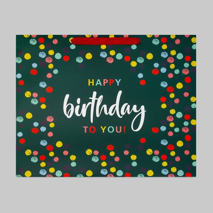 Пакет подарочный ламинированный вертикальный, упаковка, &laquo;С днём рождения&raquo;, XL 49 х 40 х 19 см