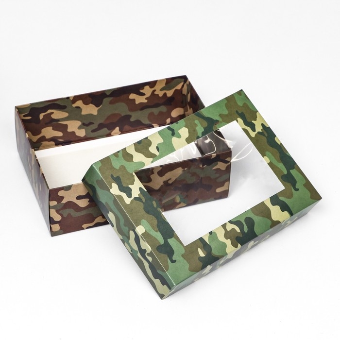 Коробка складная, с окном "Камуфляж"  21 х 15 х 7 см