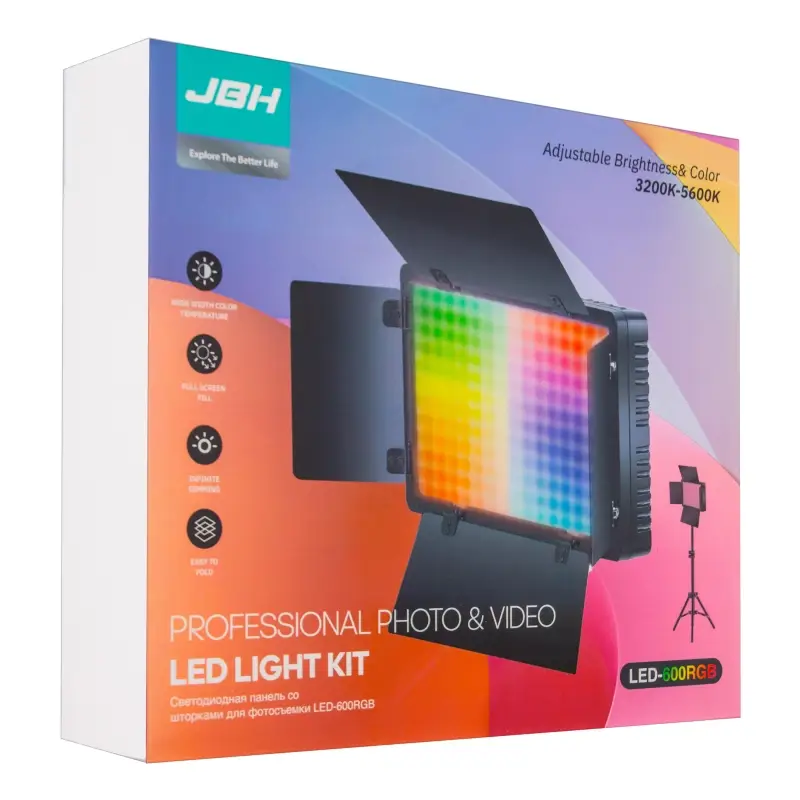 Светодиодная панель со шторками для фотосъемки LED-600 RGB JBH (20шт/кор)