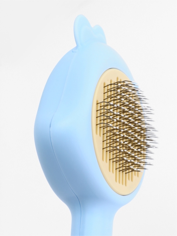 Пуходерка пластиковая "Петушок" с самоочисткой, 8,7 х 22 см, голубая