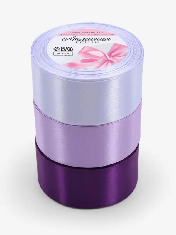Набор лент атласных (3шт) 40мм*25&plusmn;1ярд(23м&plusmn;1м) №21/35/44 спектр фиолетовый ВБ АУ