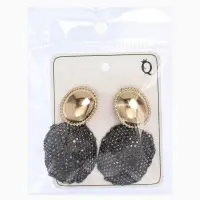 Серьги "Сияние вечера" овал двойной, цвет серый в золоте