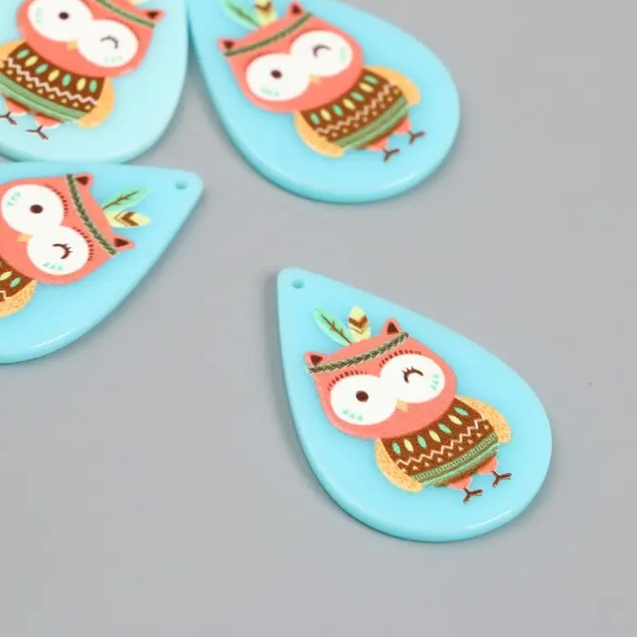 Декор для творчества акрил "Совёнок-индеец" 0,2х2,6х3,9 см