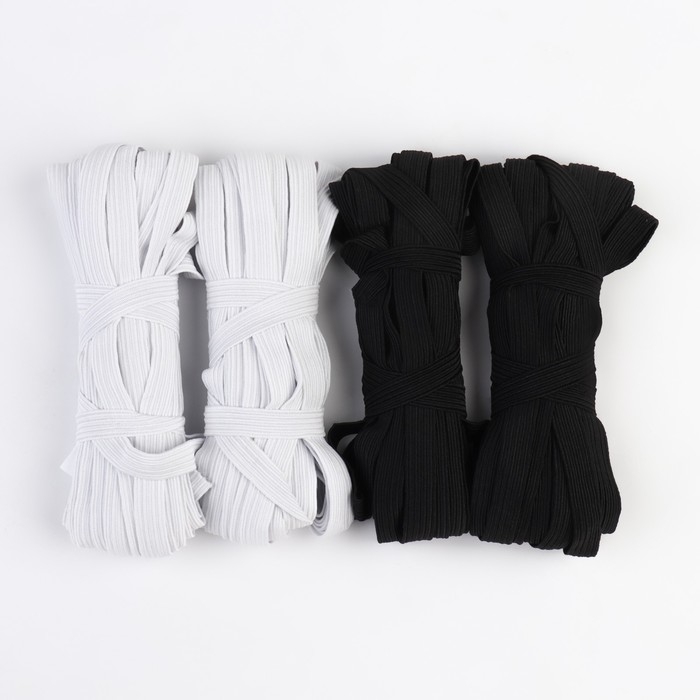 Резинки бельевые &laquo;Домино&raquo;, 10 мм, 10 &plusmn; 1 м, 4 шт, цвет белый/чёрный