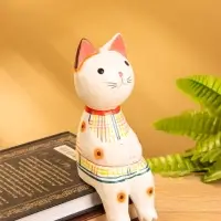 Сувенир дерево "Котенок в рубашке сидячий" 6х6х15 см