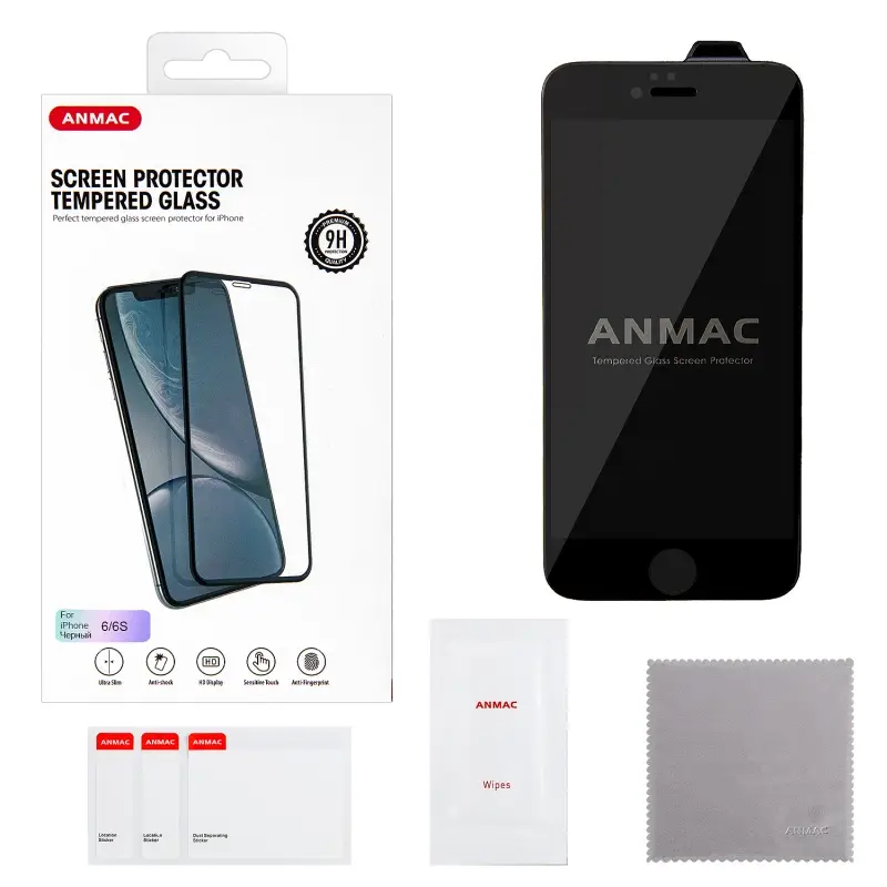 Защитное стекло IPh 6 3D ANMAC черное усиленное Арт.1137182