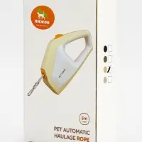 Рулетка - поводок для собак, лента 3 метра, белая/бежевая