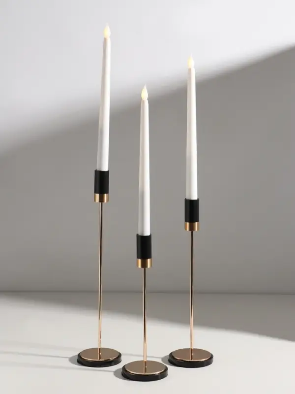 Подсвечник металл, стекло "Лофт" d=2 см набор 3 шт чёрно-золотой 8х8х24, 8х8х29, 8х8х34 см