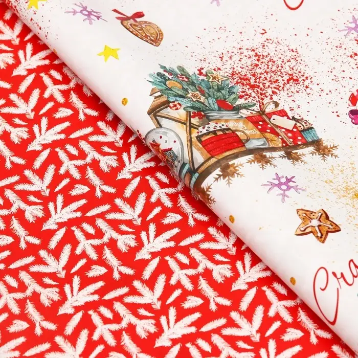 Бумага упаковочная глянцевая двусторонняя "Счастья в Новом Году! ", 68 х 100 см