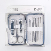 Набор маникюрный &laquo;Фактура&raquo;, 8 предметов, в футляре, цвет чёрный