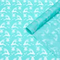 Бумага упаковочная тишью &laquo;Олени на голубом&raquo;,50&times;66 см