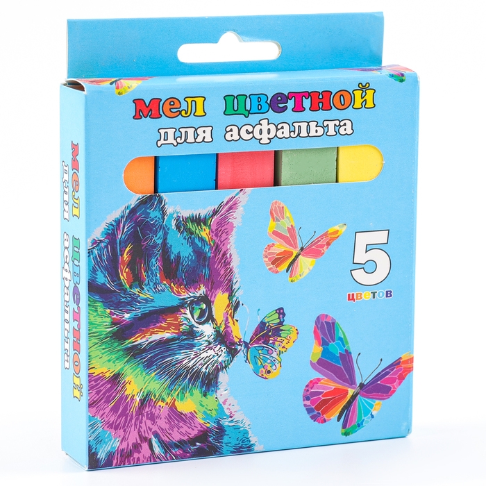 Мел цветной &laquo;Кот и бабочки. JUMBO&raquo;, 5 шт.
