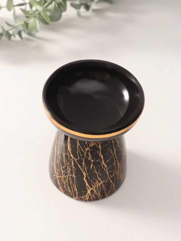 Аромалампа керамика "Золотой кракелюр на чёрном" 9,3х9,3х11,8 см