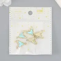 Декор для творчества металл, страз "Хвост русалки" голубой 2,1х1,6 см