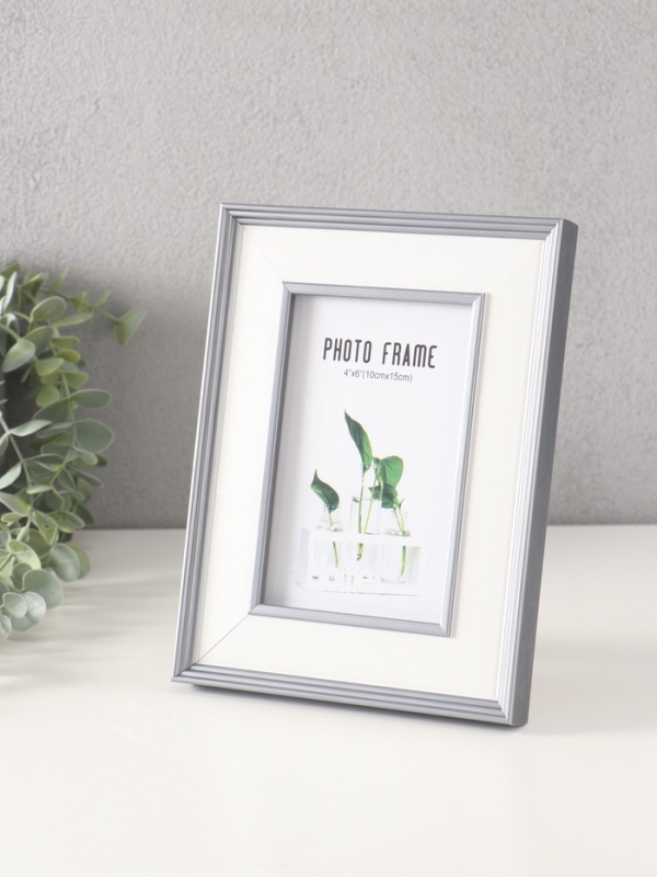 Фоторамка пластик 10х15 см "Романтизм" серая 16,5х21,4 см