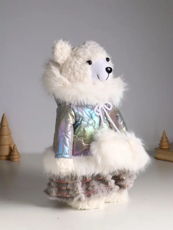 Кукла интерьерная "Медведица в серебристом пуховике" раздвижная 37-65 см 23х16х37 см