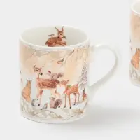 Набор кружек новогодних &laquo;Лесное чудо&raquo;, 2 шт., 220 мл, керамика, подарочная упаковка, бежевый