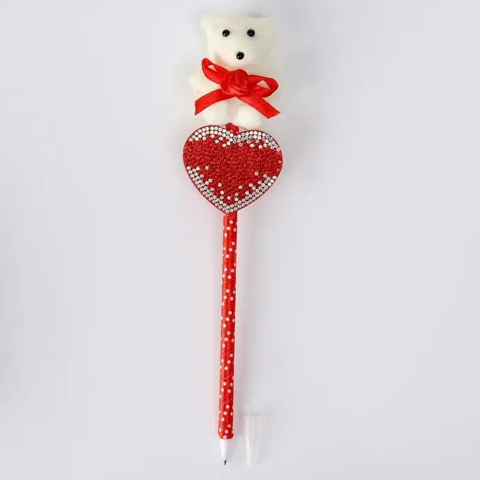 Ручка &laquo;Сердце с мишкой&raquo;, синие чернила