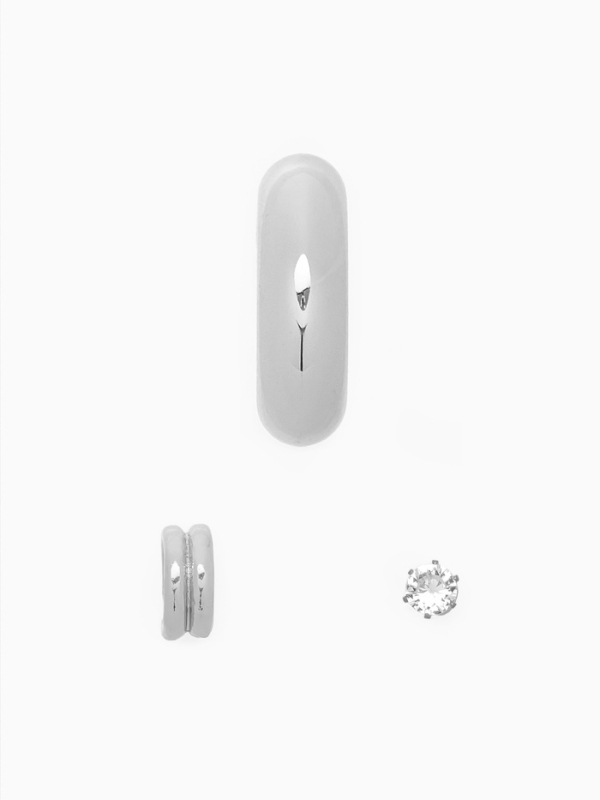 Набор серьги и каффы 3 шт., бублик и стразик, цвет серебро